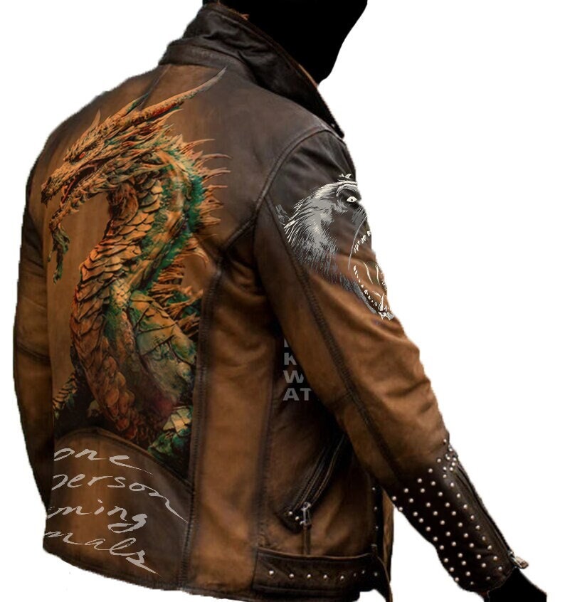 Distressed Brown Studded Leather Jacket