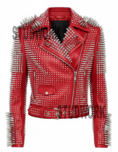 Crimson Dominion Spiked Leather Jacket