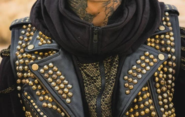 Gilded Havoc Studded Leather Biker Vest