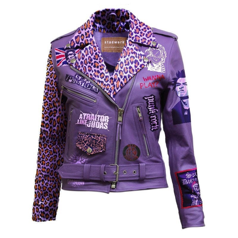 Jaguar Print Punk Patchwork Jacket