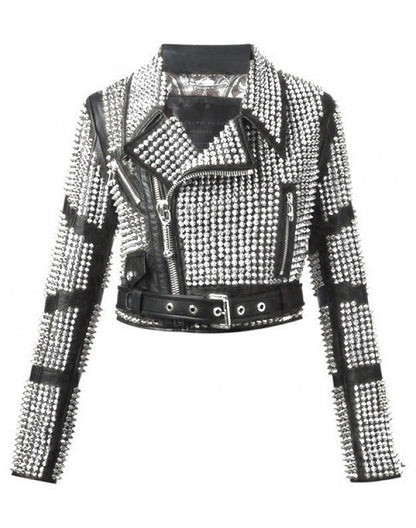 Silver Studded Leather Jacket