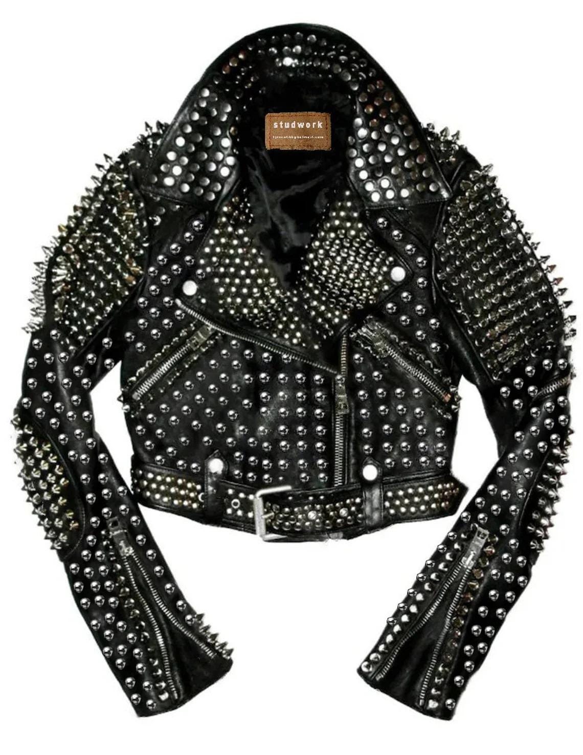 Silver Studded Brando Leather Jacket