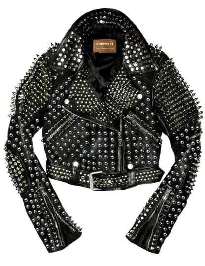Silver Studded Brando Leather Jacket