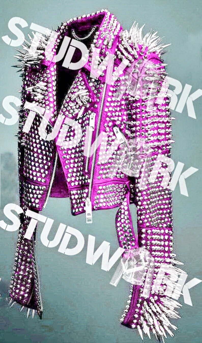 Verdant Voltage Spiked Steampunk Leather Jacket