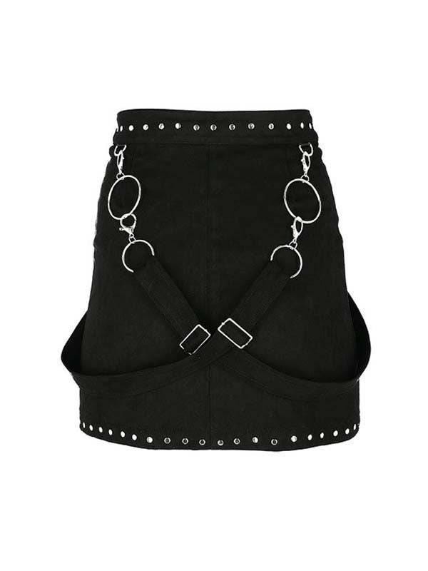 Crossfire Studded Suede Leather Skirt