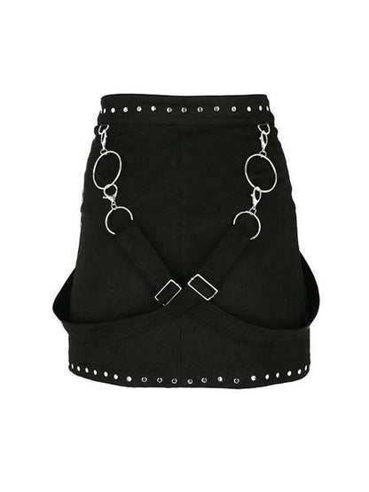 Crossfire Studded Suede Leather Skirt