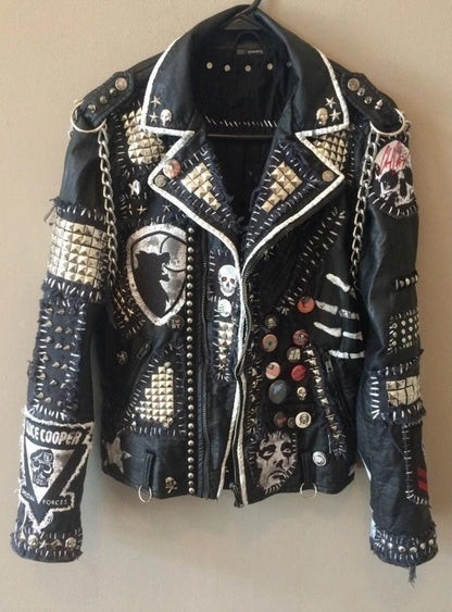 Iron Covenant Studded Leather Patch Jacket