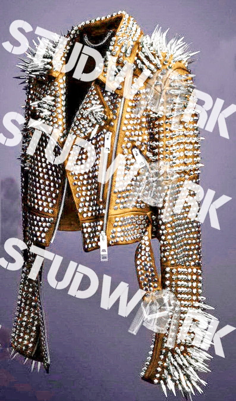 Verdant Voltage Spiked Steampunk Leather Jacket