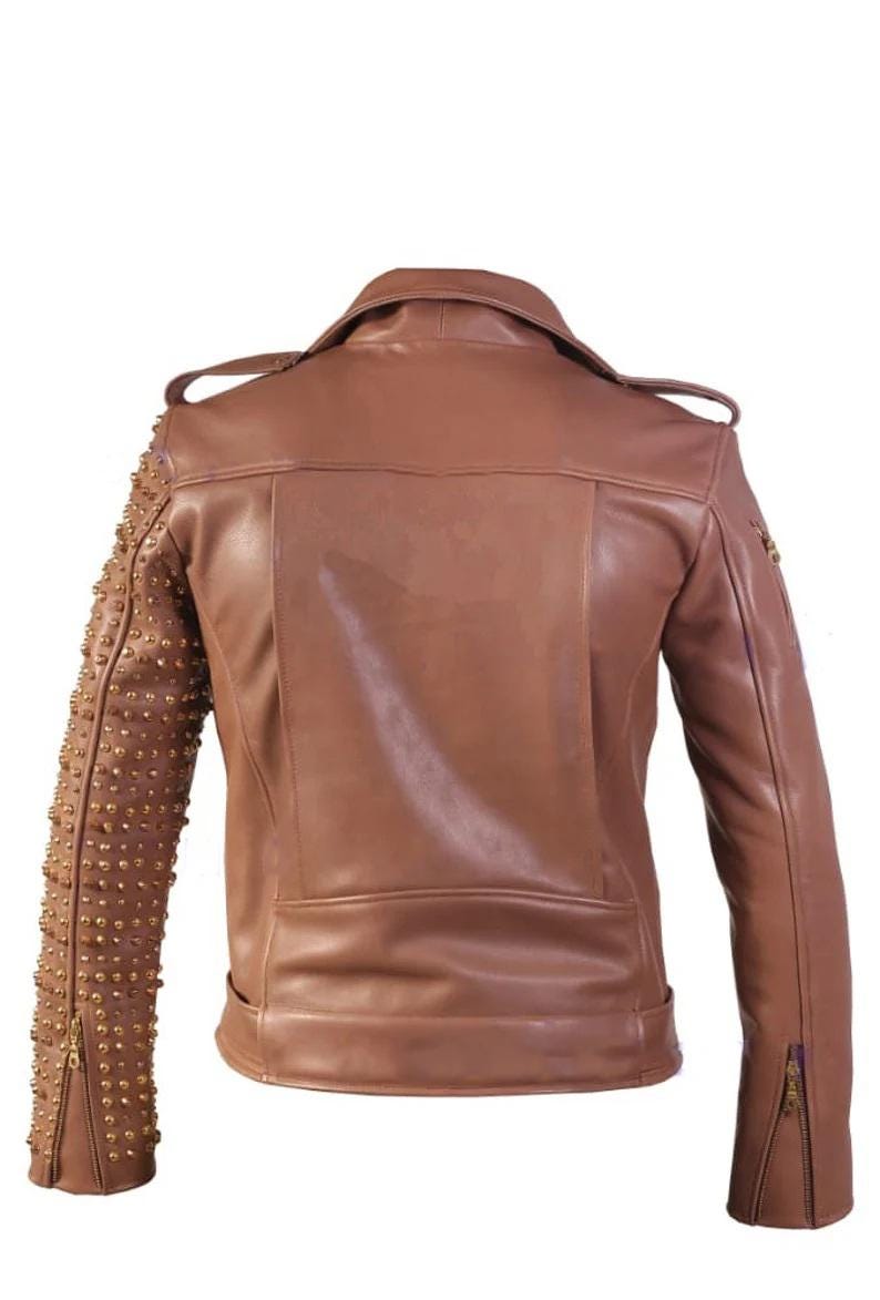 Amber Reign Studded Leather Biker Jacket