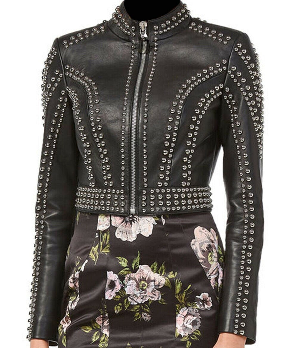 Silver Round Studs Jacket
