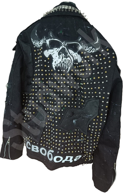 Midnight Rivet Punk Brando Denim Jacket
