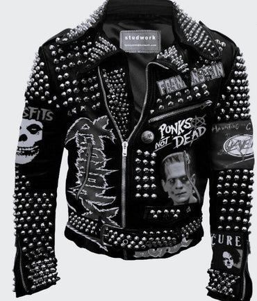 Silver Studded Black Leather Jacket
