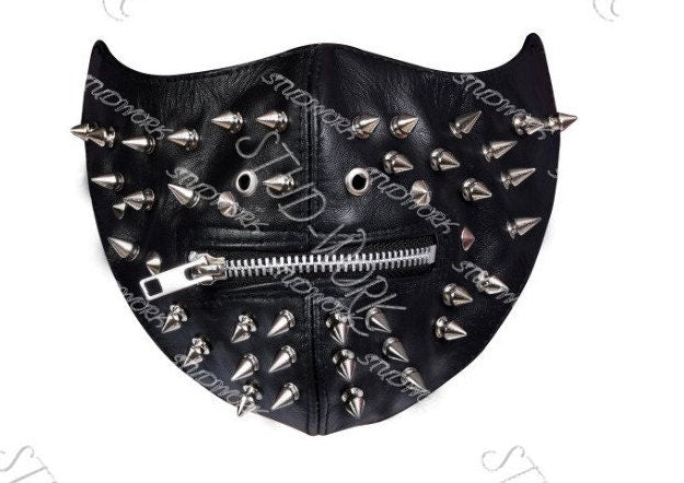 Obsidian Ritual Studded Leather Face Mask