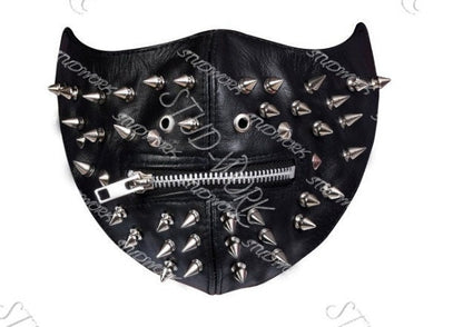 Obsidian Ritual Studded Leather Face Mask