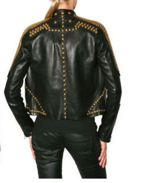 Gilded Voltage Studded Leather Jacket