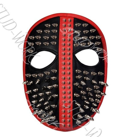 Unisex Silver Studded Leather Face Mask