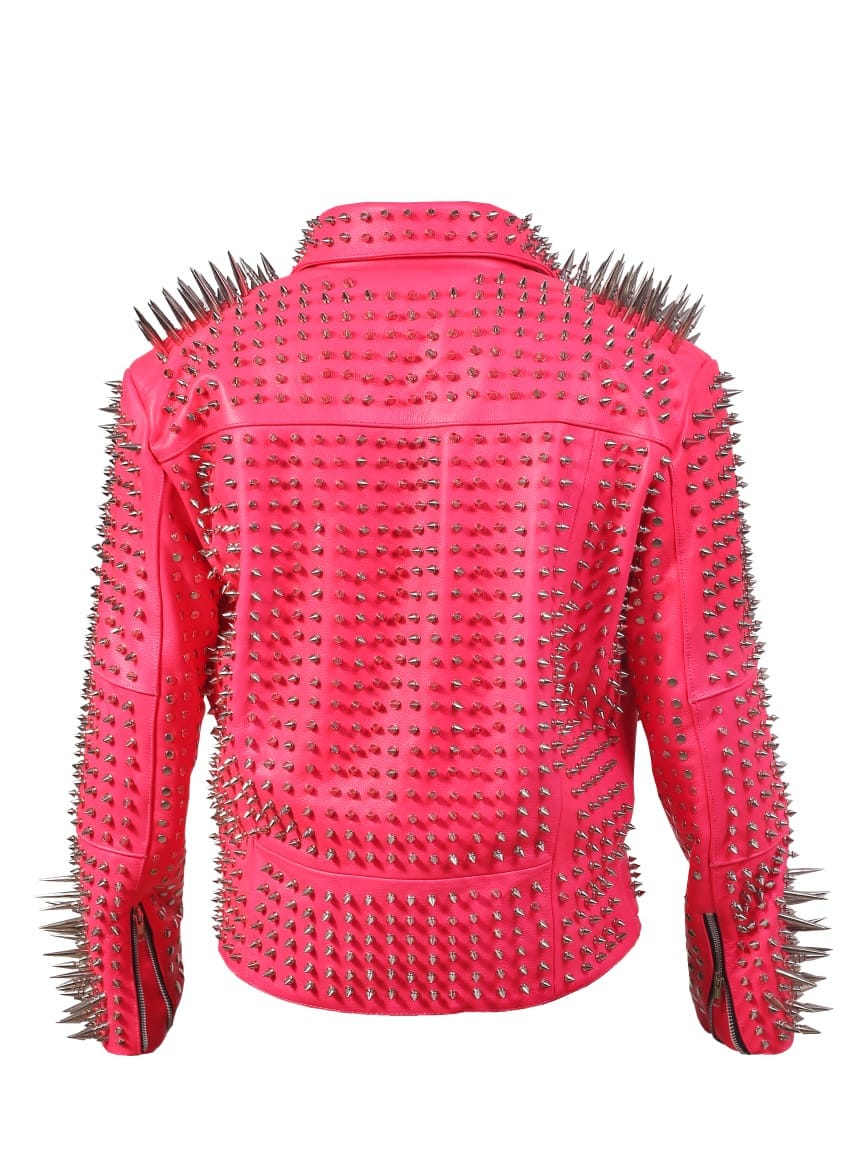 Iron Mosaic Multi-Studded Brando Leather Jacket