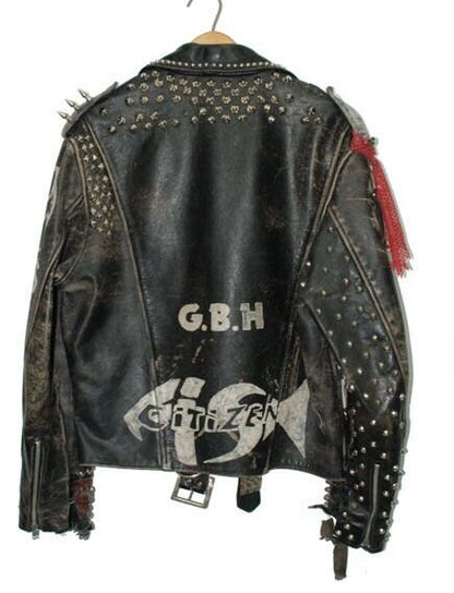 Anarchy Siren Cone-Studded Belted Leather Jacket