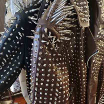 Rockers Punk Silver Long Spiked Studded  Jacket