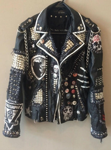 Iron Covenant Studded Leather Patch Jacket
