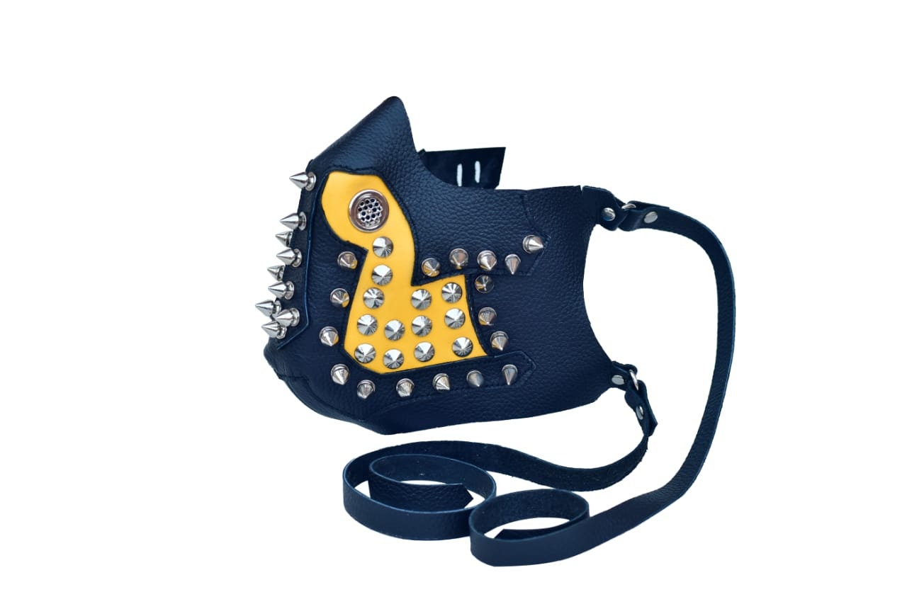 Black & Yellow Steampunk Leather Mask