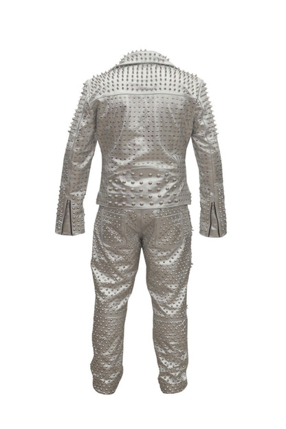 Men’s Punk Steampunk Studded Leather Suit (Jacket & Pants)