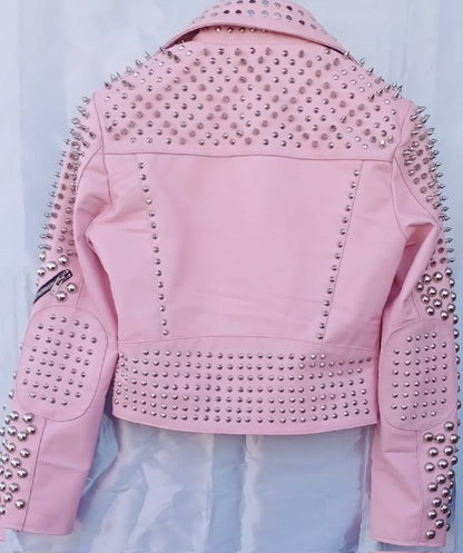 Rose Havoc Silver-Studded Steampunk Biker Jacket