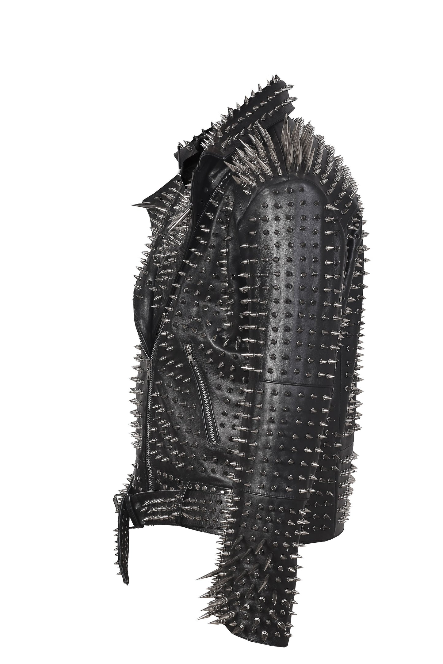 Iron Mosaic Multi-Studded Brando Leather Jacket