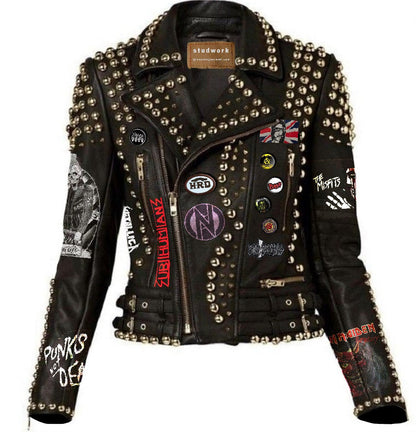 Gothic Punk Patchwork Leather Jacket