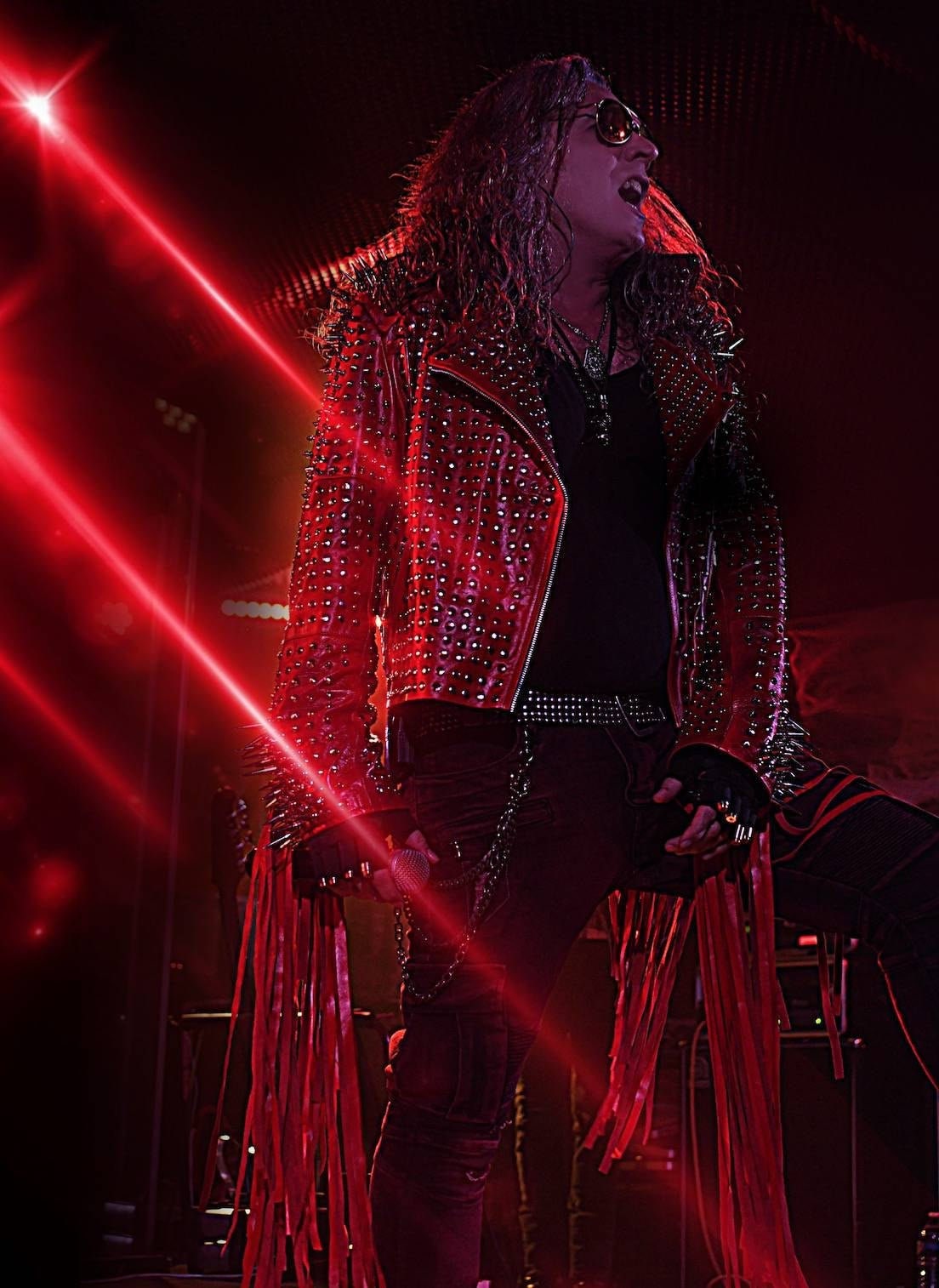 Red Rocker Studded Leather Jacket