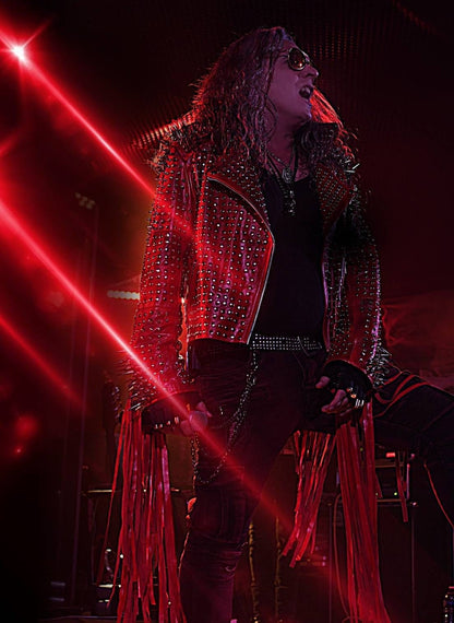 Red Rocker Studded Leather Jacket