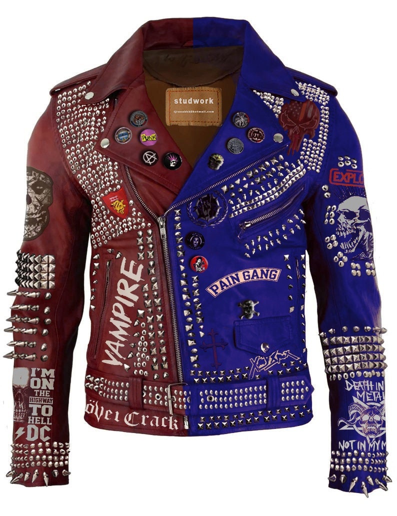 Dual Forge Two-Tone Studded Leather Jacket