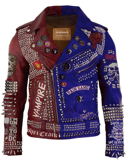 Dual Forge Two-Tone Studded Leather Jacket