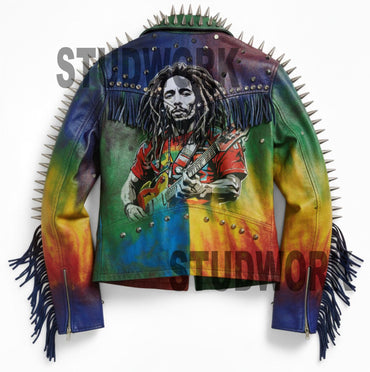 Spectrum Riot Fringe-Spiked Leather Jacket