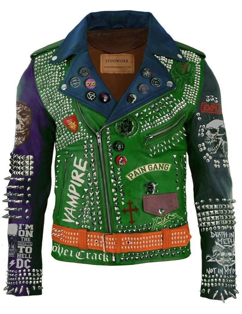 Chromatic Chaos Studded Leather Brando Jacket