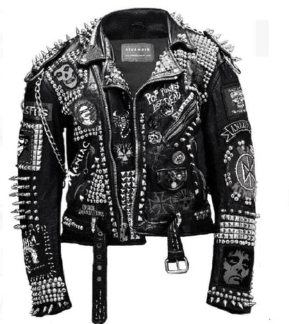 Blue Riot Relic Studded Punk Leather Jacket