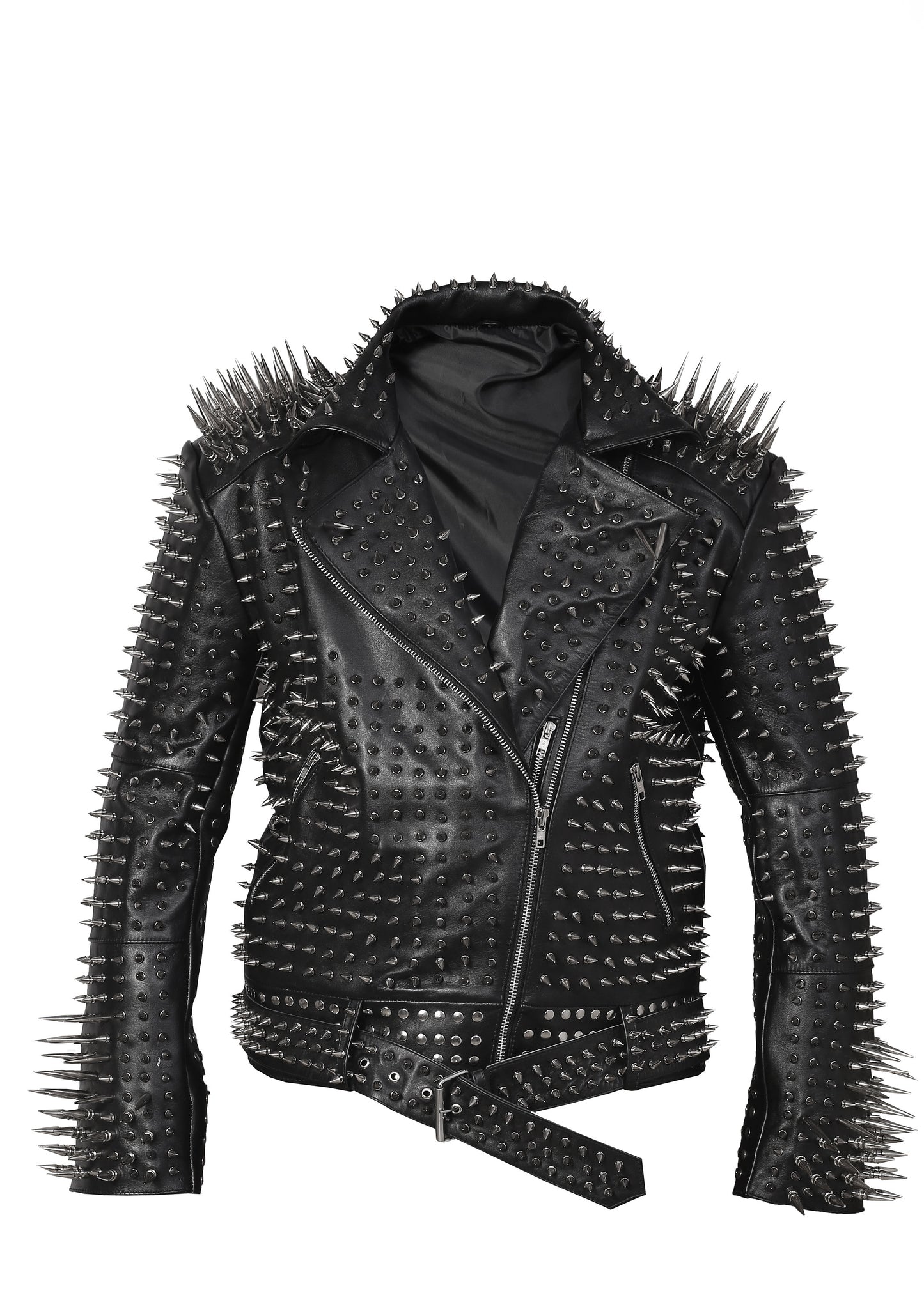 Iron Mosaic Multi-Studded Brando Leather Jacket