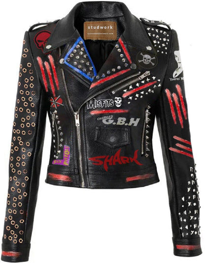 Gothic Punk Patchwork Leather Jacket