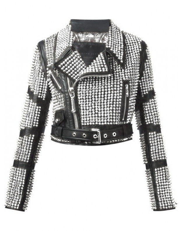 Silver Studded Leather Jacket