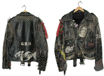 Riot Crown Cone-Studded Brando Leather Jacket