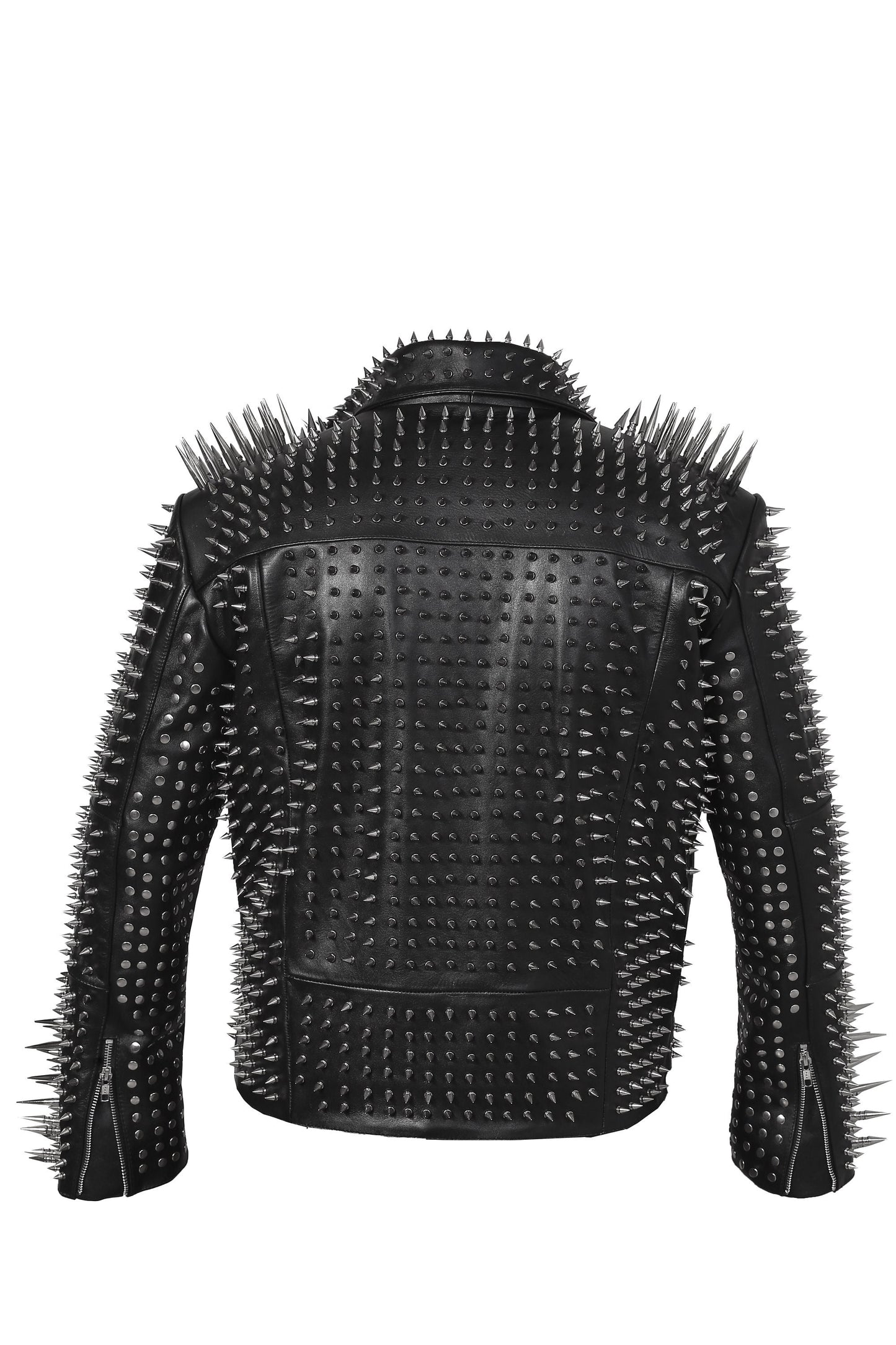 Iron Mosaic Multi-Studded Brando Leather Jacket