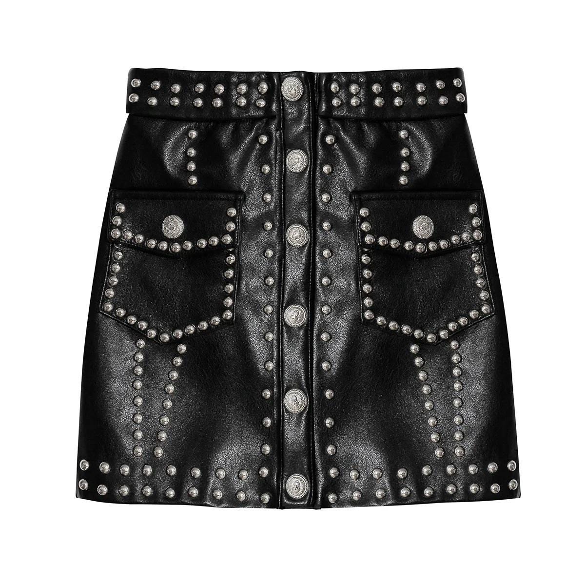 Black Studded Leather Shorts