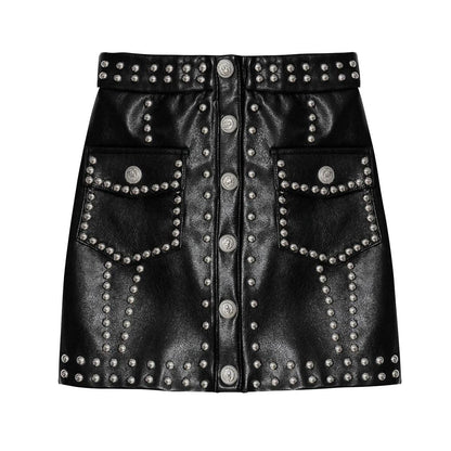 Black Studded Leather Shorts