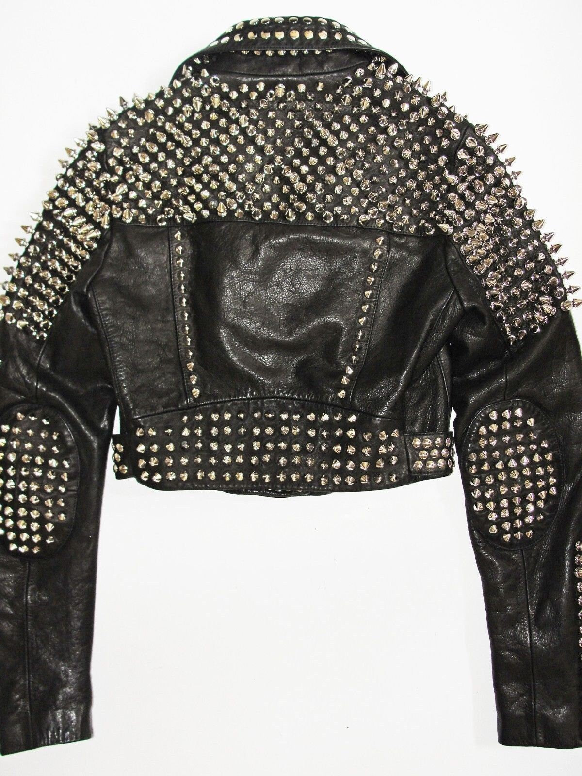 Midnight Alloy Silver-Studded Leather Jacket