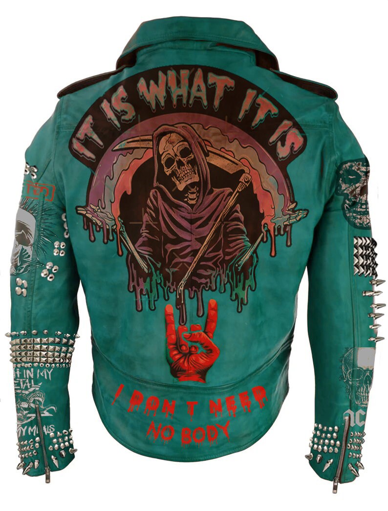Emerald Riot Studded Leather Club Jacket