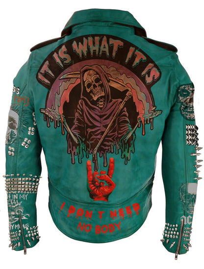 Emerald Riot Studded Leather Club Jacket
