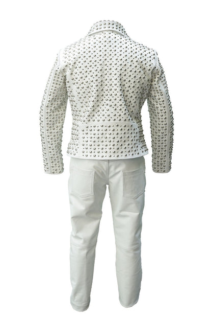Steampunk Metalwork Studded Pant &amp; Jacket Leather Suit