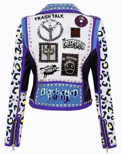 Purple Cheetah Patchwork Jacket