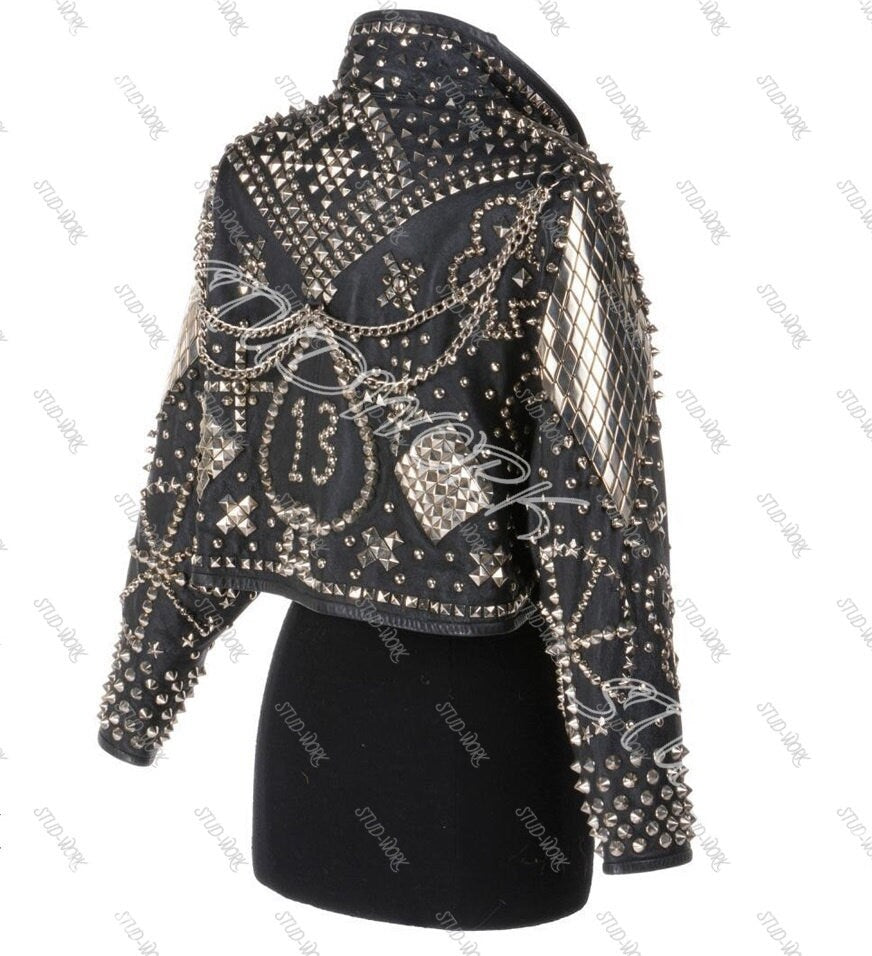 No.13 Heart Anarchy Studded Leather Biker Jacket