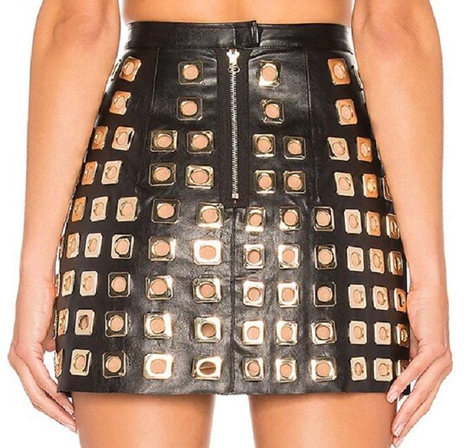 Iron Frame Studded Leather Belt Skirt